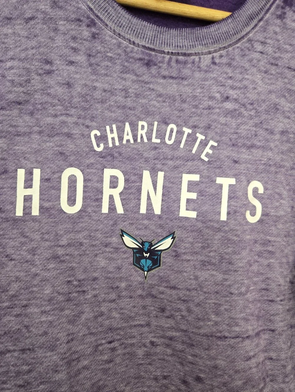 NWOT Charlotte Hornets Purple Burnout Sweatshirt Womens Large NBA Pullover - Picture 3 of 16